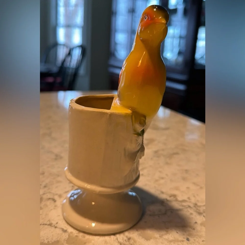Vintage Ceramic Yellow Bird Planter Bud Vase | Mid Century Modern, Kitsch. G13